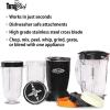 Total Chef Miracle Blender – Electric Mixer for Smoothies, Ice Crush & Pulse Function, Heavy Duty Bullet Pitcher, Kitchen Appliance, Dishwasher-Safe Jar, Black