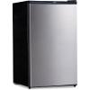 Koolatron Stainless Steel Compact Fridge with Freezer, 4.4 cu ft (124L), Silver and Black, Flat Back, Reversible Door, for Snacks, Frozen Meals, Beverages, Beer, Den, Dorm, Office, Rec Room, Home Bar