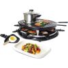 Total Chef 8 Person Raclette and Cheese Fondue Set with Granite Stone, Non-Stick Electric Indoor Grill, Tabletop Cooking, Accessories Included, Ideal for Holidays and Family Dinners, Black