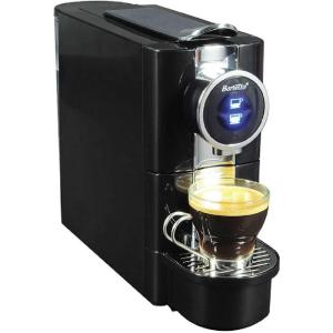 Barsetto One-Touch Espresso Maker with 19 Bar High-Pressure Pump, Fast Pre-Heating, Short or Long Shots, Compatible with Standard Espresso Coffee Pods, Black and Silver Automatic Coffee Machine