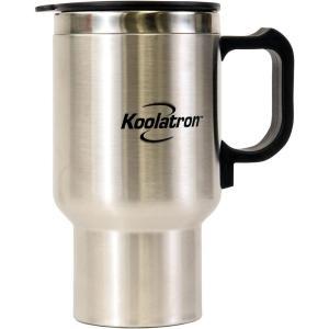 Koolatron 12V Travel Mug – USB Powered, Insulated With Heater, 500 mL (17 oz) – Leakproof Portable Tumbler for Hot And Cold Beverages In Car, SUV, Truck, Office, Home, Dorm, Stainless Steel