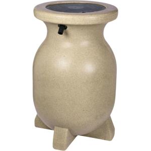Koolscapes Stone-Look Rain Barrel, 55 gal (210L), Beige, Rustproof Debris Screen, Overflow Spout, Brass Spigot with Standard Hose Threading, for Eco-Friendly Gardening and Water Conservation