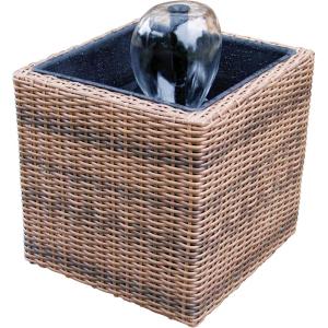 Koolscapes Wicker-Look Water Feature Mini Pond and Fountain, Brown, 200 GPH Pump, Weather Resistant Self-Contained Indoor or Outdoor Pond Kit for Deck Porch Balcony Garden Yard Pool Sunroom Patio