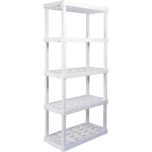 Oskar 5-Tier Storage Shelf, Interlocking Heavy Duty Shelving Unit, 750 lbs(‎18 x 36 x 73.8 inches), Multipurpose Organizer for Garage, Basement, Utility Shed, Workshop, Made in North America, Black(White)