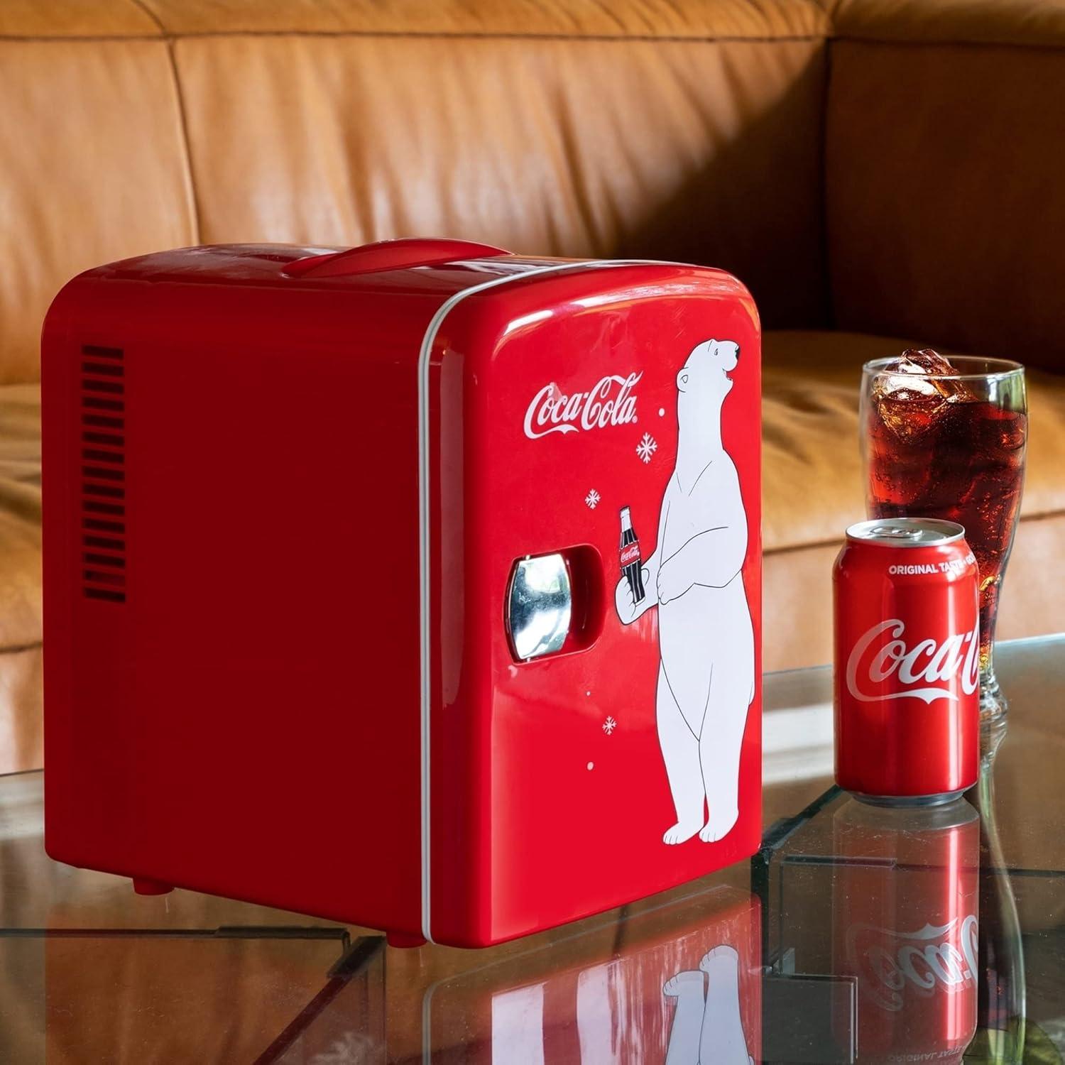image:imageCoca Cola Polar Mini Fridge Refrigerator for Bedroom Office Portable Table Top Beverage Cooler 12V 110V Refrigerador For Drinks Soda Wine Use In Car Dorm Patio 6 Can