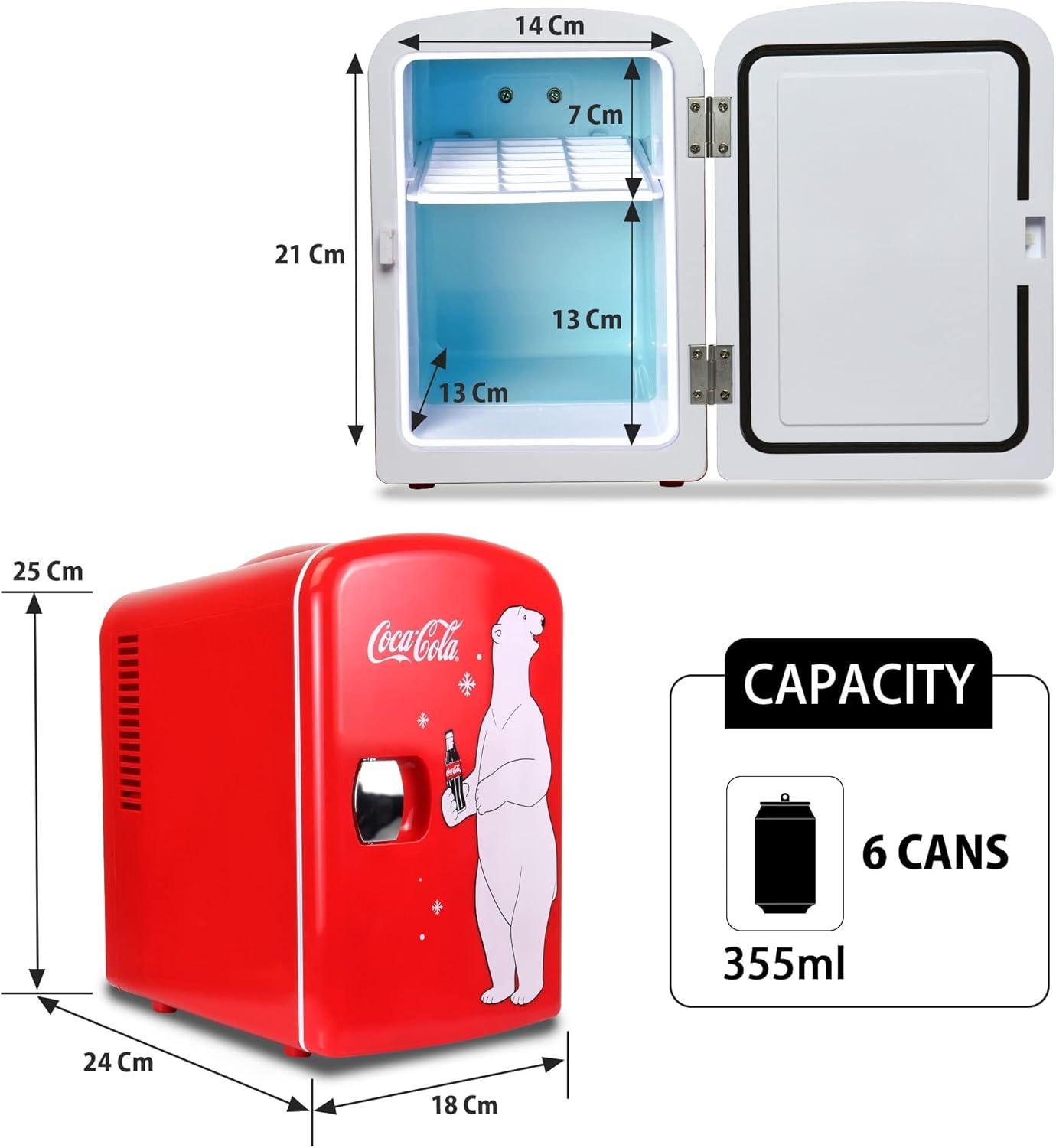 image:imageCoca Cola Polar Mini Fridge Refrigerator for Bedroom Office Portable Table Top Beverage Cooler 12V 110V Refrigerador For Drinks Soda Wine Use In Car Dorm Patio 6 Can