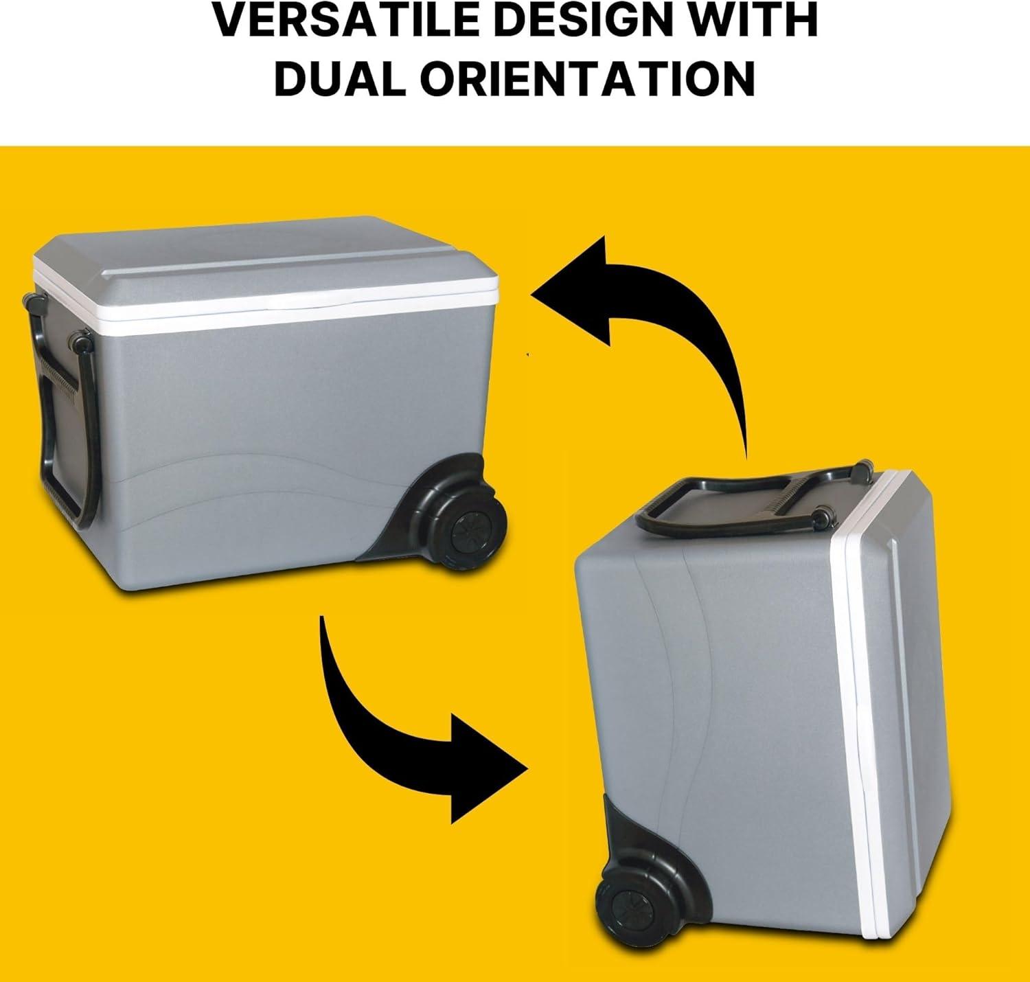 image:imageKoolatron Electric Portable Cooler Plug in 12V Car CoolerWarmer 34L wWheels No Ice Thermo Electric with 110 Volt AC to 12 Volt DC Power Adapter Circuit Breaker 5A DC Power Converter 6 Ft Cord