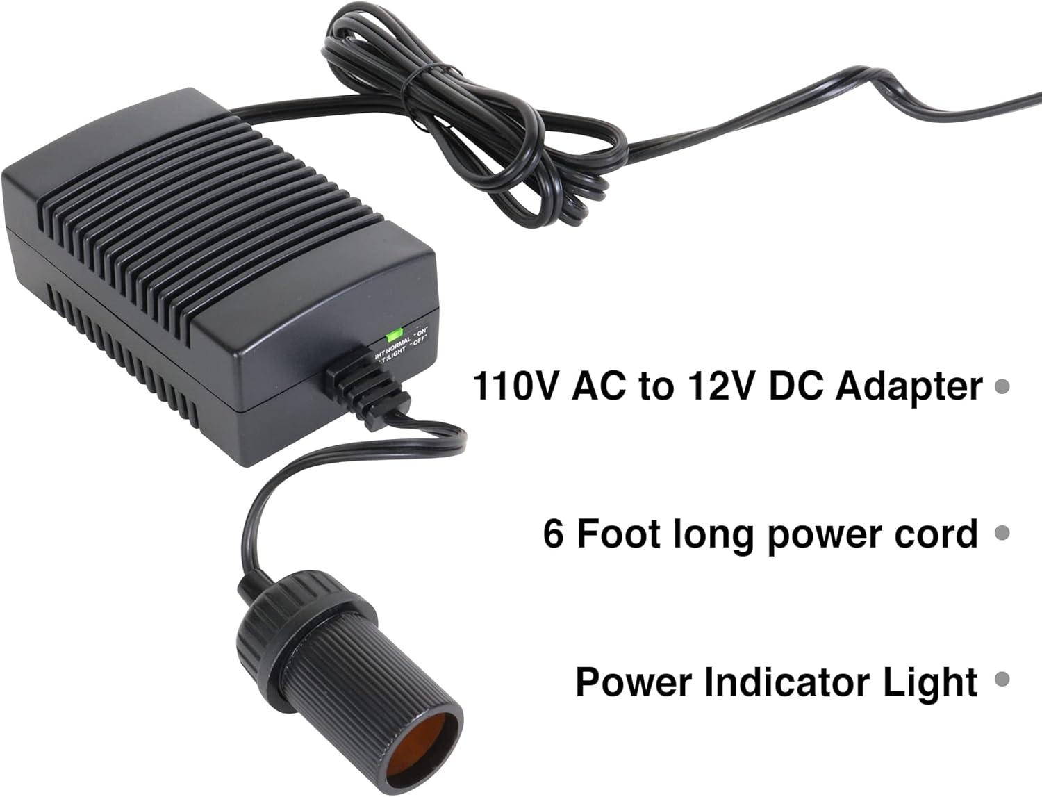 image:imageKoolatron Electric Portable Cooler Plug in 12V Car CoolerWarmer 34L wWheels No Ice Thermo Electric with 110 Volt AC to 12 Volt DC Power Adapter Circuit Breaker 5A DC Power Converter 6 Ft Cord