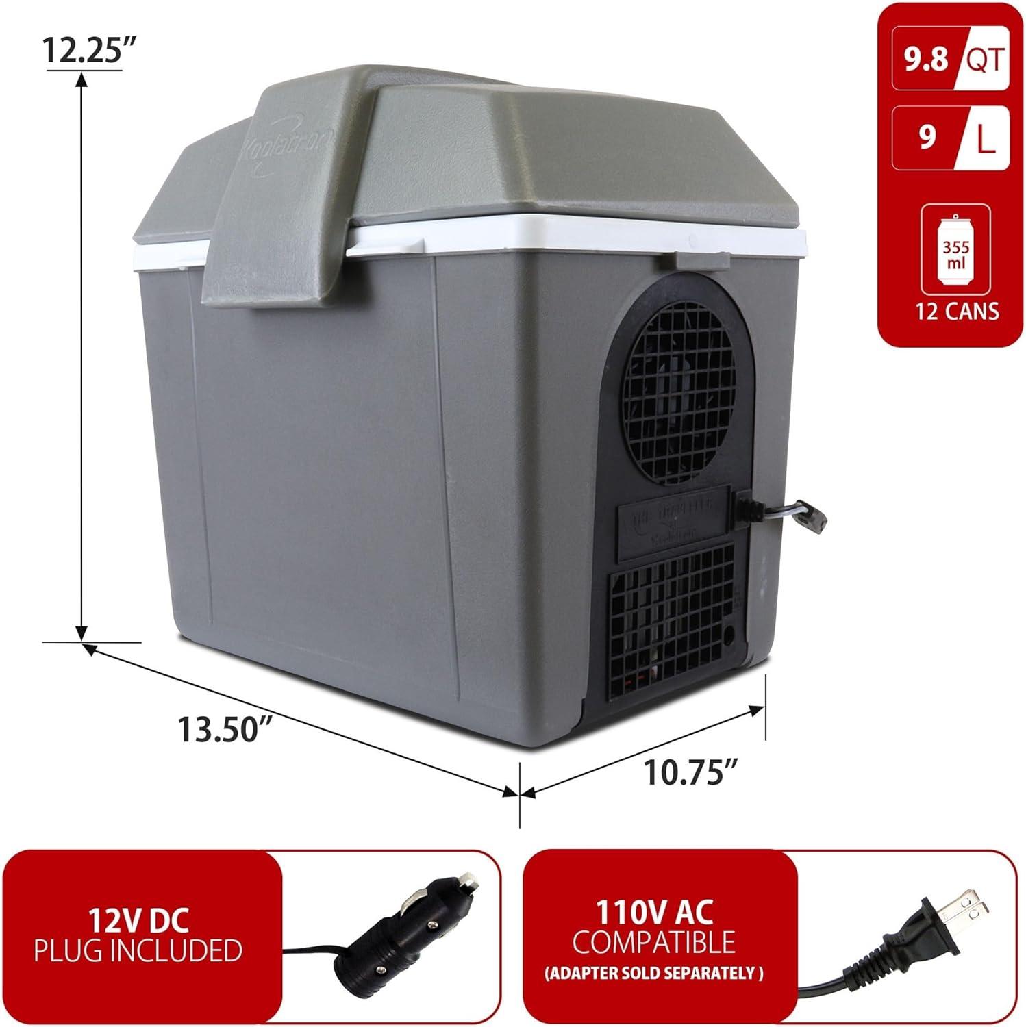 image:imageKoolatron Electric Portable Cooler Plug in 12V Car CoolerWarmer 9 L No Ice Thermo Electric with 110 Volt AC to 12 Volt DC Power Adapter wCircuit Breaker 5A DC Power Converter 6 Ft Cord