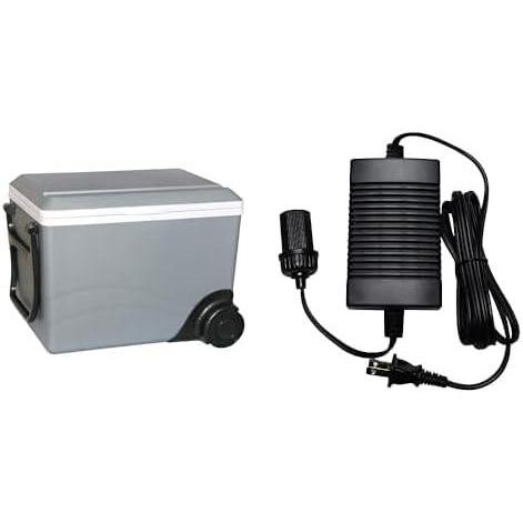 image:imageKoolatron Electric Portable Cooler Plug in 12V Car CoolerWarmer 34L wWheels No Ice Thermo Electric with 110 Volt AC to 12 Volt DC Power Adapter Circuit Breaker 5A DC Power Converter 6 Ft Cord