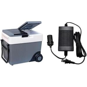 Koolatron Electric Portable Cooler Plug in 12V Car Cooler/Warmer 31L w/Wheels No Ice Thermo Electric with 110 Volt AC to 12 Volt DC Power Adapter Circuit Breaker 5A DC Power Converter 6 Ft Cord