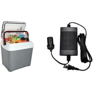Koolatron Electric Portable Cooler Plug in 12V car Cooler 25L No Ice With 110 Volt AC to 12 Volt DC Power Adapter w/Circuit Breaker 5A DC Power Converter Black 6 Ft Cord for Portable Devices