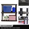 Oskar Heavy Duty Plastic Storage Shelves- for Garage, Kitchen, Bathroom Basement Kids Room, Stackable 3-Tier Black Organizer Rack for Books Shoes, Toys, Pantry, Cleaning and Closet Organization(Black)
