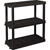 Oskar Heavy Duty Plastic Storage Shelves- for Garage, Kitchen, Bathroom Basement Kids Room, Stackable 3-Tier Black Organizer Rack for Books Shoes, Toys, Pantry, Cleaning and Closet Organization(Black)