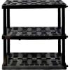 Oskar Heavy Duty Plastic Storage Shelves- for Garage, Kitchen, Bathroom Basement Kids Room, Stackable 3-Tier Black Organizer Rack for Books Shoes, Toys, Pantry, Cleaning and Closet Organization(Black)