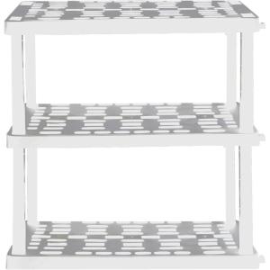 Oskar Heavy Duty Plastic Storage Shelves- for Garage, Kitchen, Bathroom Basement Kids Room, Stackable 3-Tier Black Organizer Rack for Books Shoes, Toys, Pantry, Cleaning and Closet Organization(White)
