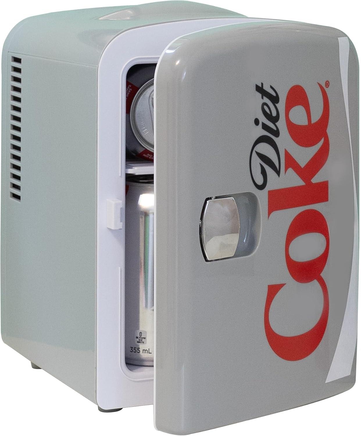 image:imageCocaCola Diet Coke 4L Portable CoolerWarmer Compact Personal Travel Fridge for Snacks Lunch Drinks Cosmetics Includes 12V and AC Cords Cute Desk Accessory for Home Office Dorm Travel Grey