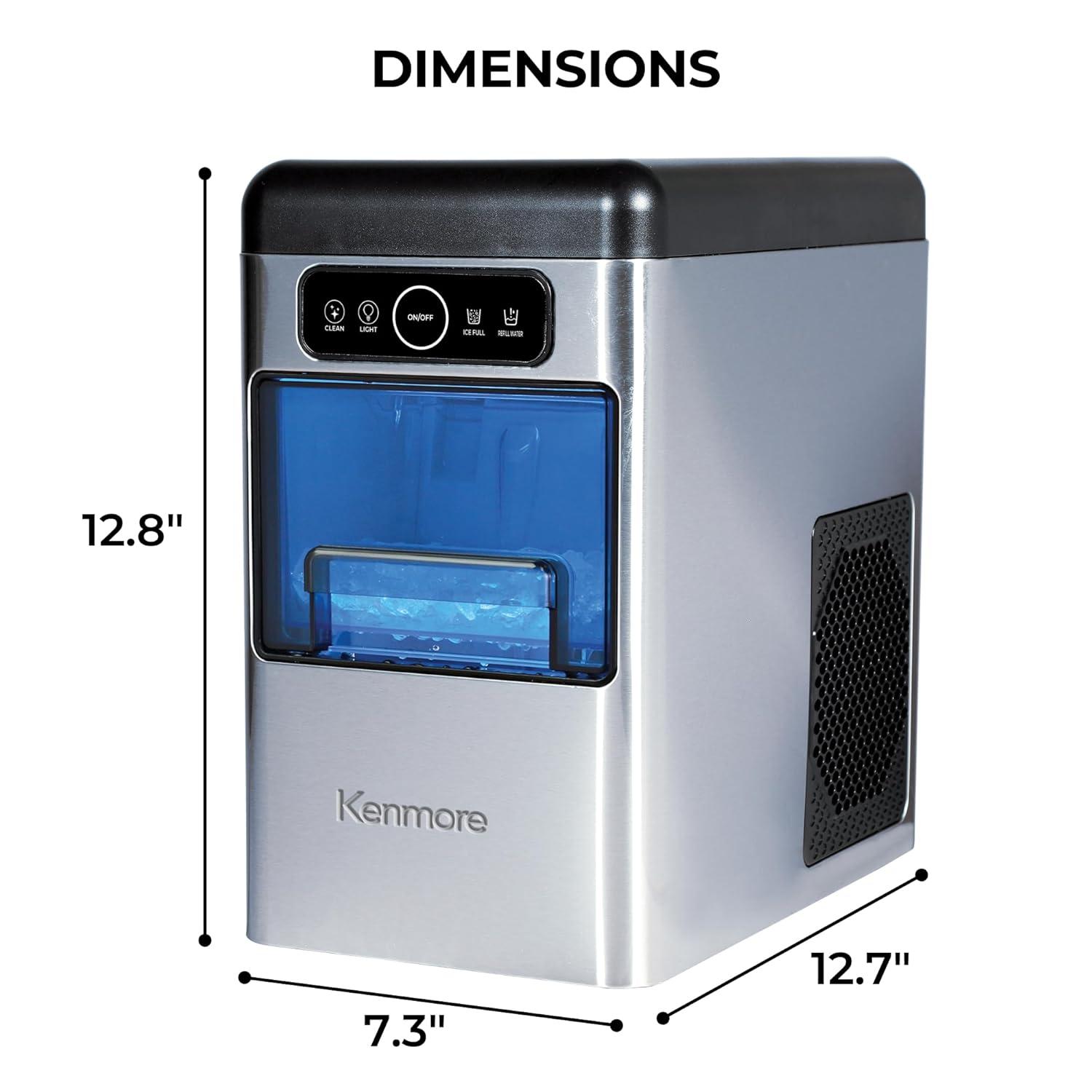 image:imageKenmore Countertop Ice Maker Nugget Machine Portable SelfCleaning Mquina de Hacer Hielo para Casa Crunchy Chewable Pebble Ice 40lb24hr Capacity Stainless SteelStainless Steel