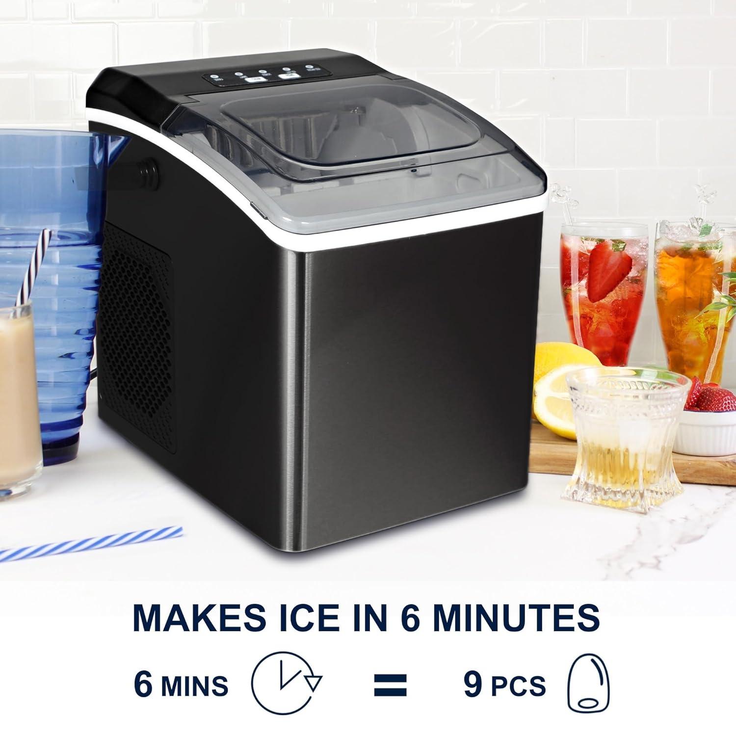 image:imageKenmore Countertop Ice Maker Nugget Machine Portable SelfCleaning Mquina de Hacer Hielo para Casa Crunchy Chewable Pebble Ice 40lb24hr Capacity Stainless SteelBlack