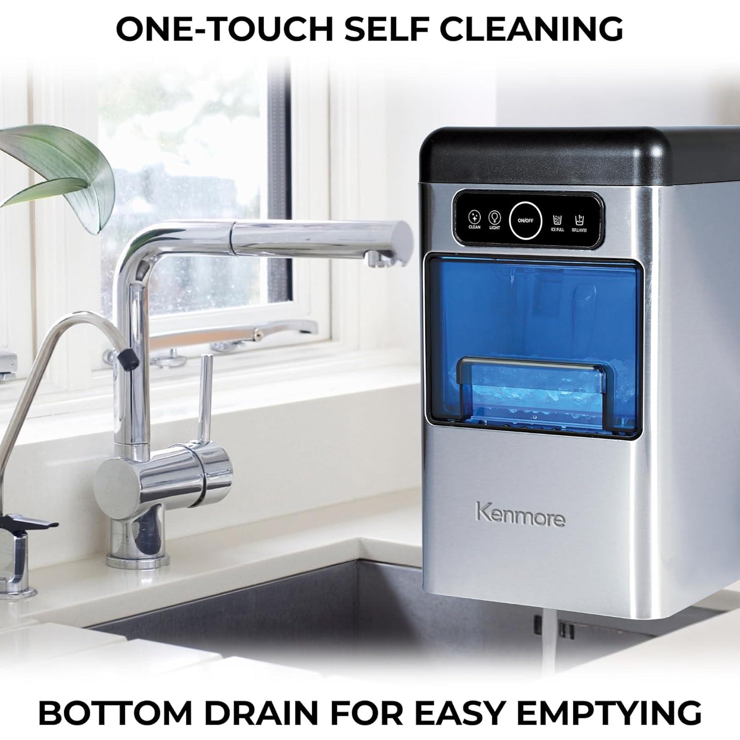 image:imageKenmore Countertop Ice Maker Nugget Machine Portable SelfCleaning Mquina de Hacer Hielo para Casa Crunchy Chewable Pebble Ice 40lb24hr Capacity Stainless SteelStainless Steel
