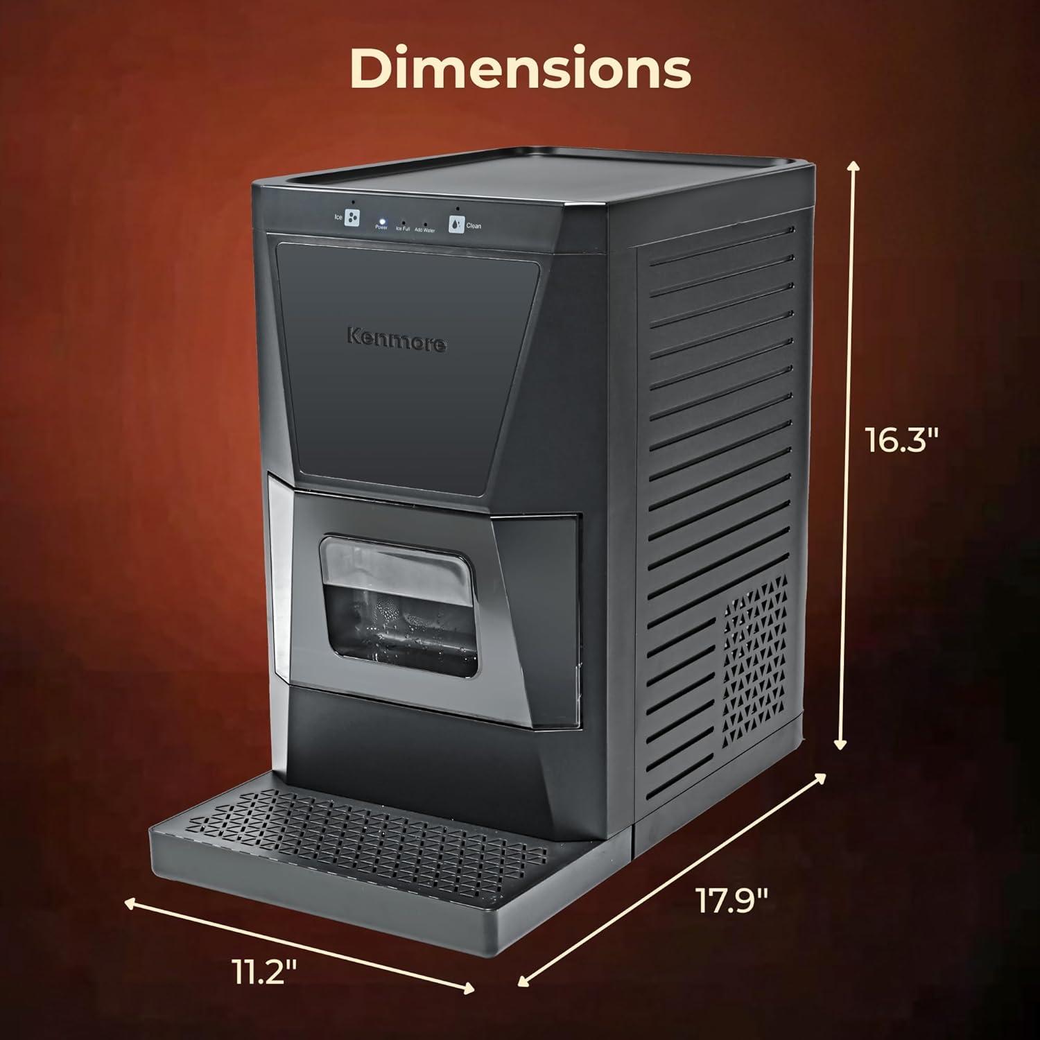 image:imageKenmore Countertop Ice Maker Nugget Machine Portable SelfCleaning Mquina de Hacer Hielo para Casa Crunchy Chewable Pebble Ice 40lb24hr Capacity Stainless SteelMatt Black