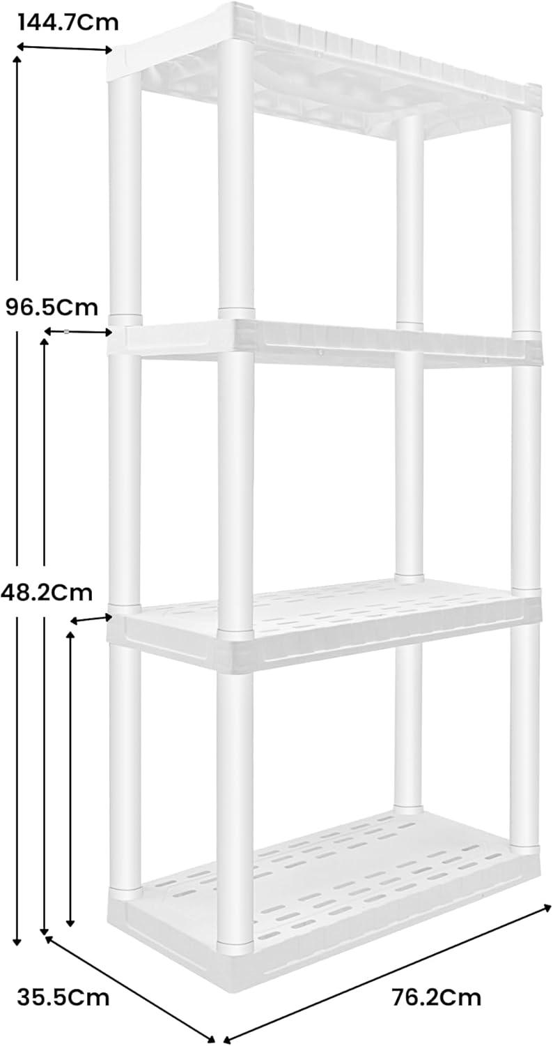 image:imageOskar Heavy Duty Plastic Storage Shelves for Garage Kitchen Bathroom Basement Kids Room ToysStackable 4Tier White Organizer Rack for Books Shoes Pantry Cleaning and Closet Organization