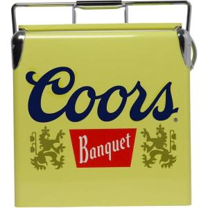 Coors Banquet Retro Ice Chest Cooler – Portable Ice Bucket with Bottle Opener, Vintage Style, Insulated for Camping, Beach, Picnic, RV, BBQs, Tailgating, Fishing, 18 Can Ice Box, 13L (14 qt)