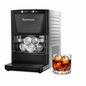Kenmore Countertop Ice Maker Nugget Machine – Portable Self-Cleaning Máquina de Hacer Hielo para Casa, Crunchy Chewable Pebble Ice, 40lb/24hr Capacity, Stainless Steel(Matt Black)