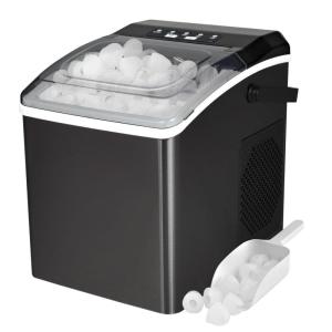 Kenmore Countertop Ice Maker Nugget Machine – Portable Self-Cleaning Máquina de Hacer Hielo para Casa, Crunchy Chewable Pebble Ice, 40lb/24hr Capacity, Stainless Steel(Black)