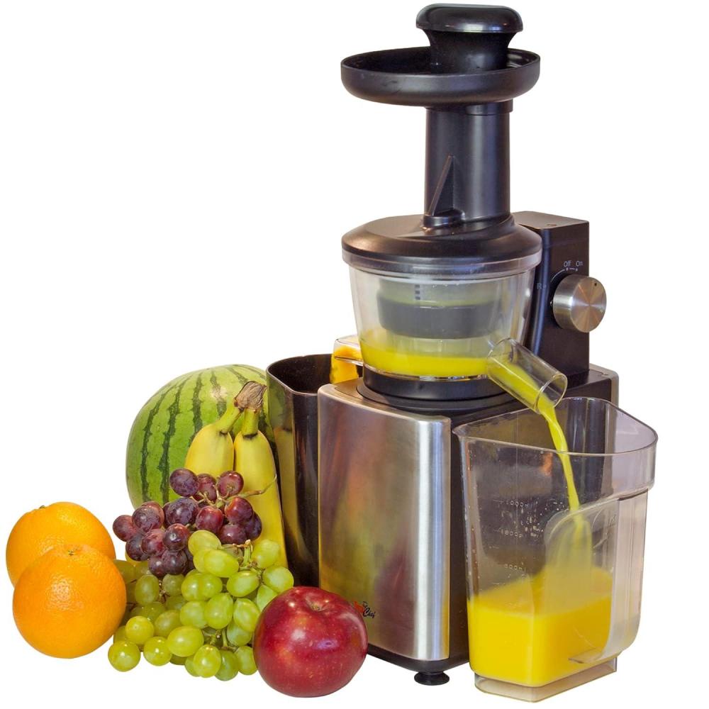 image:imageTotal Chef Slow Juicer Masticating Cold Press Juice Extractor High Yield for Juicing Leafy Greens Herbs Grasses Fruits and Vegetables Higher Quality Juice BlackSilver 338 Ounces TCSJ01