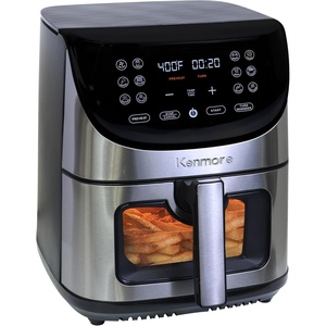 Kenmore Digital 11-In-1 Air Fryer Toaster Oven Combo 25 Qt Convection Rotisserie Dehydrator Bake Broil 1800 Watts 80°-450°F Temp Controls Top & Bottom Heater Adjustments Stainless Steel Large Capacity(Sliver And Black)