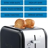 Kenmore 2-Slice Toaster – Color Touch Screen & 6 Shade Settings, Extra Wide Slots, Digital Countdown Timer, Customizable Smart Presets, Reheat, Defrost, Add Time Functions, Stainless Steel(Black)