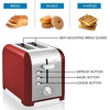 Kenmore 2-Slice Toaster – Color Touch Screen & 6 Shade Settings, Extra Wide Slots, Digital Countdown Timer, Customizable Smart Presets, Reheat, Defrost, Add Time Functions, Stainless Steel(Red)