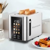 Kenmore 2-Slice Toaster – Color Touch Screen & 6 Shade Settings, Extra Wide Slots, Digital Countdown Timer, Customizable Smart Presets, Reheat, Defrost, Add Time Functions, Stainless Steel(Silver)