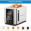 Kenmore 2-Slice Toaster – Color Touch Screen & 6 Shade Settings, Extra Wide Slots, Digital Countdown Timer, Customizable Smart Presets, Reheat, Defrost, Add Time Functions, Stainless Steel(Silver)