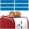 Kenmore 2-Slice Toaster – Color Touch Screen & 6 Shade Settings, Extra Wide Slots, Digital Countdown Timer, Customizable Smart Presets, Reheat, Defrost, Add Time Functions, Stainless Steel(Red)