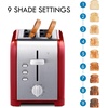 Kenmore 2-Slice Toaster – Color Touch Screen & 6 Shade Settings, Extra Wide Slots, Digital Countdown Timer, Customizable Smart Presets, Reheat, Defrost, Add Time Functions, Stainless Steel(Red)