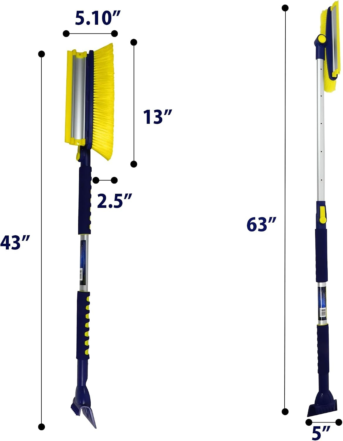 image:imageKoolatron Ultra Duty Extendable 4363 Snow Brush for Trucks XL Swivel Head Squeegee Ice Scraper Ergonomic Scratch Free Auto Window Snowbrush Windshield Broom for Car SUV43 63