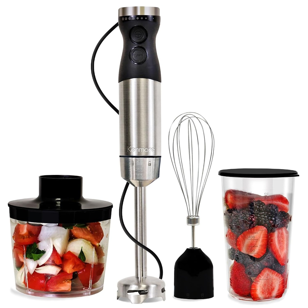 image:imageKenmore Immersion Blender Handheld Stick Mixer Electric Hand Blender with Stainless Steel Shaft Whisk Variable Speed for Smoothies Milkshakes Baby Food Puree Batidora de Inmersin
