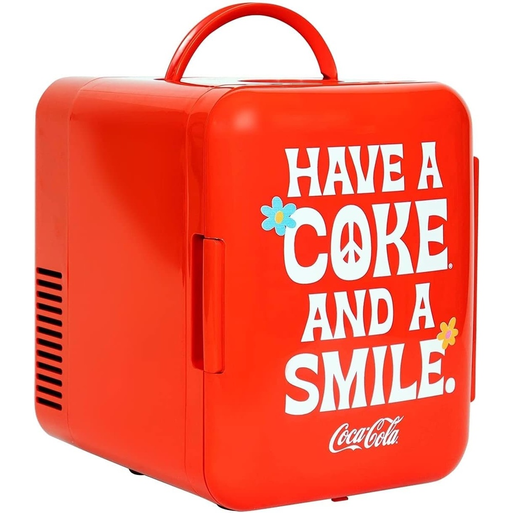 image:imageCoca Cola Mini Fridge  Refrigerator for Bedroom Office Portable Table Top Beverage Cooler 12V 110V Refrigerador For Drinks Soda Wine Use In Car Dorm Outdoor Patio 6 CanSMILE