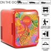 Coca Cola Mini Fridge – Refrigerator for Bedroom Office, Portable Table Top Beverage Cooler, 12V 110V Refrigerador For Drinks, Soda, Wine, Use In Car, Dorm, Outdoor, Patio, 6 Can(Peace)