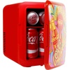 Coca Cola Mini Fridge – Refrigerator for Bedroom Office, Portable Table Top Beverage Cooler, 12V 110V Refrigerador For Drinks, Soda, Wine, Use In Car, Dorm, Outdoor, Patio, 6 Can(Peace)