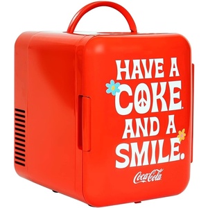 Coca Cola Mini Fridge – Refrigerator for Bedroom Office, Portable Table Top Beverage Cooler, 12V 110V Refrigerador For Drinks, Soda, Wine, Use In Car, Dorm, Outdoor, Patio, 6 Can(SMILE)