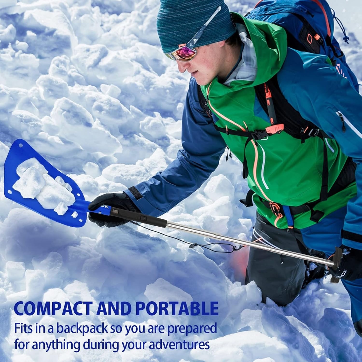 image:imageKoolatron Michelin Ultra Compact 40 Folding Utility Snow Shovel for Car Emergency Blue Telescoping Handle Collapsible Lightweight Winter Survival Gear for SUV Truck Snowmobile 4 Pack