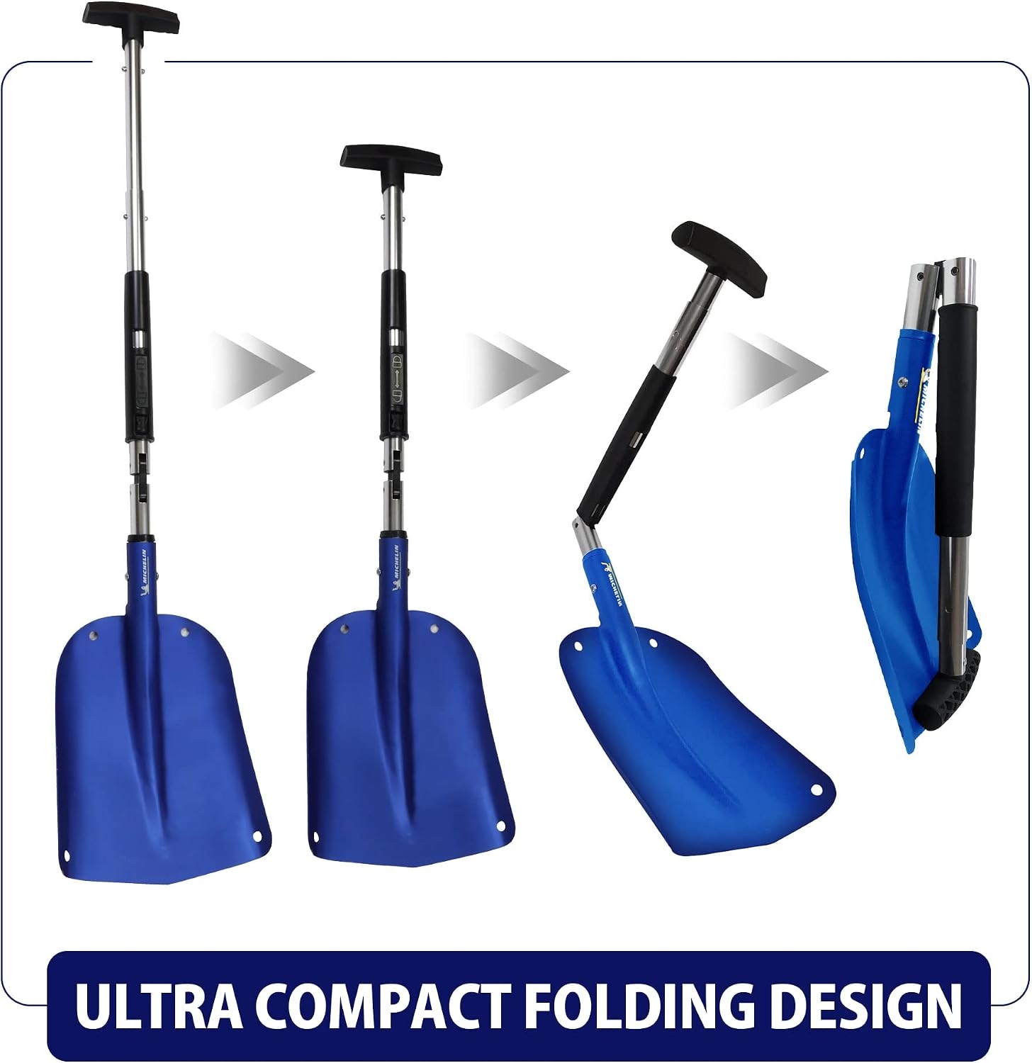 image:imageKoolatron Michelin Ultra Compact 40 Folding Utility Snow Shovel for Car Emergency Blue Telescoping Handle Collapsible Lightweight Winter Survival Gear for SUV Truck Snowmobile 4 Pack