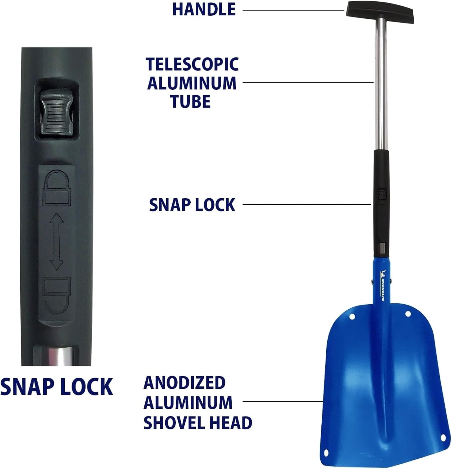 image:imageKoolatron Michelin Ultra Compact 40 Folding Utility Snow Shovel for Car Emergency Blue Telescoping Handle Collapsible Lightweight Winter Survival Gear for SUV Truck Snowmobile 4 Pack