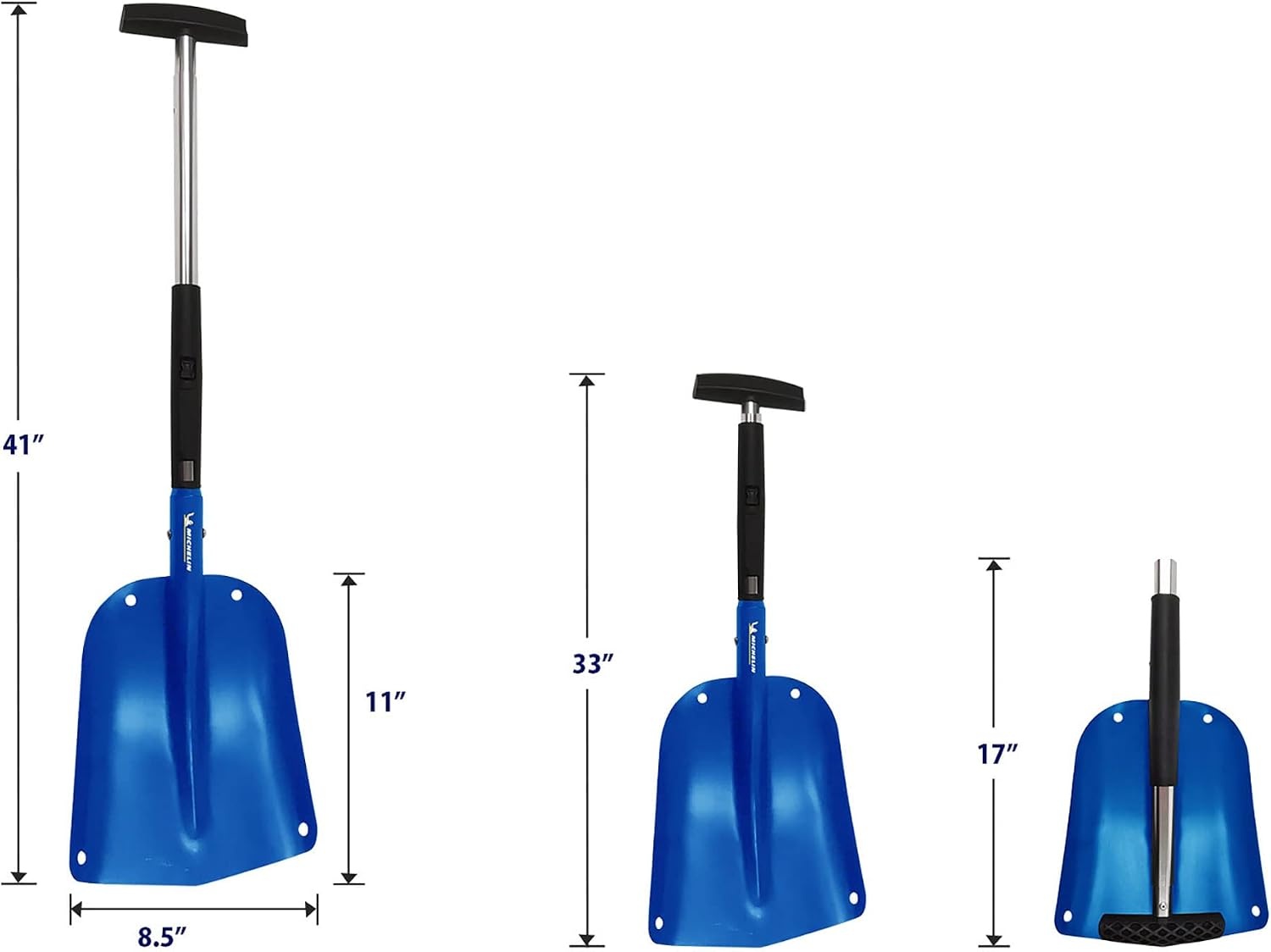image:imageKoolatron Michelin Ultra Compact 40 Folding Utility Snow Shovel for Car Emergency Blue Telescoping Handle Collapsible Lightweight Winter Survival Gear for SUV Truck Snowmobile 4 Pack