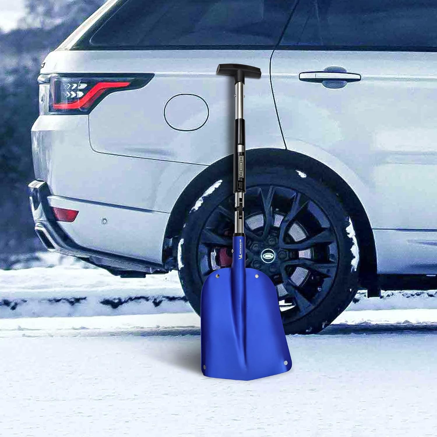 image:imageKoolatron Michelin Ultra Compact 40 Folding Utility Snow Shovel for Car Emergency Blue Telescoping Handle Collapsible Lightweight Winter Survival Gear for SUV Truck Snowmobile 4 Pack